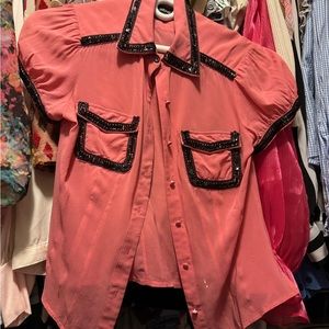Pink and black blouse